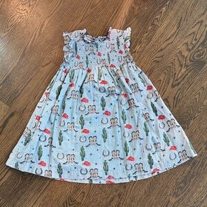 Kids Pink Chicken Cowgirl Print Dress. Sz 7